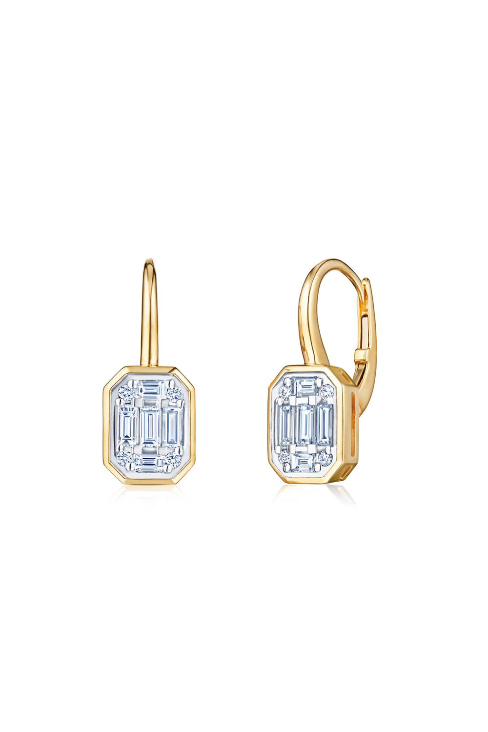 KWIAT-Sunburst Diamond Drop Earrings-YELLOW GOLD