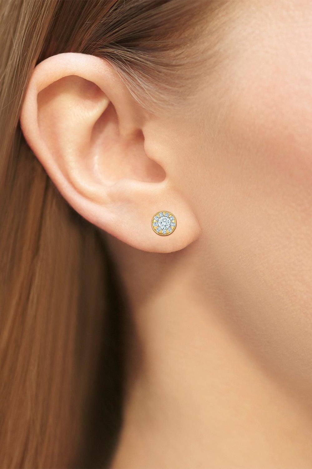 KWIAT-Sunburst Round Diamond Stud Earrings-YELLOW GOLD