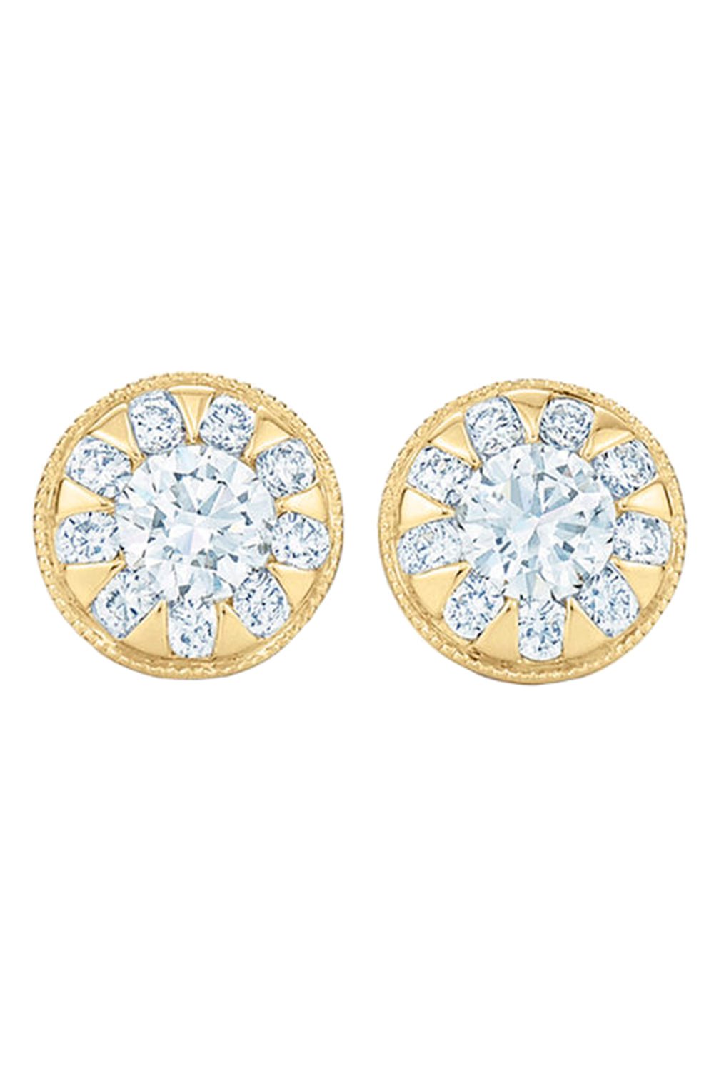 KWIAT-Sunburst Round Diamond Stud Earrings-YELLOW GOLD