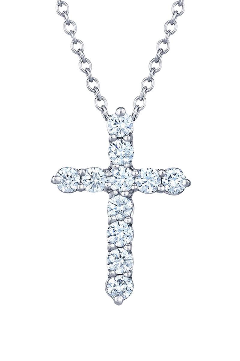 Large Diamond Cross Pendant Necklace-WHITE GOLD-16-JEWELRYFINE JEWELNECKLACE O-KWIAT