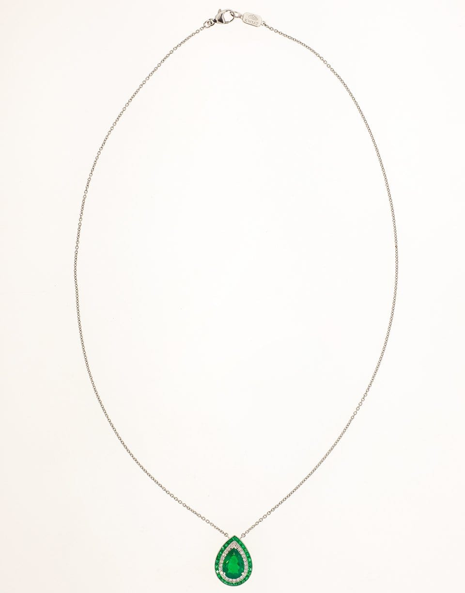 KWIAT-Emerald and Diamond Pendant Necklace-PLAT