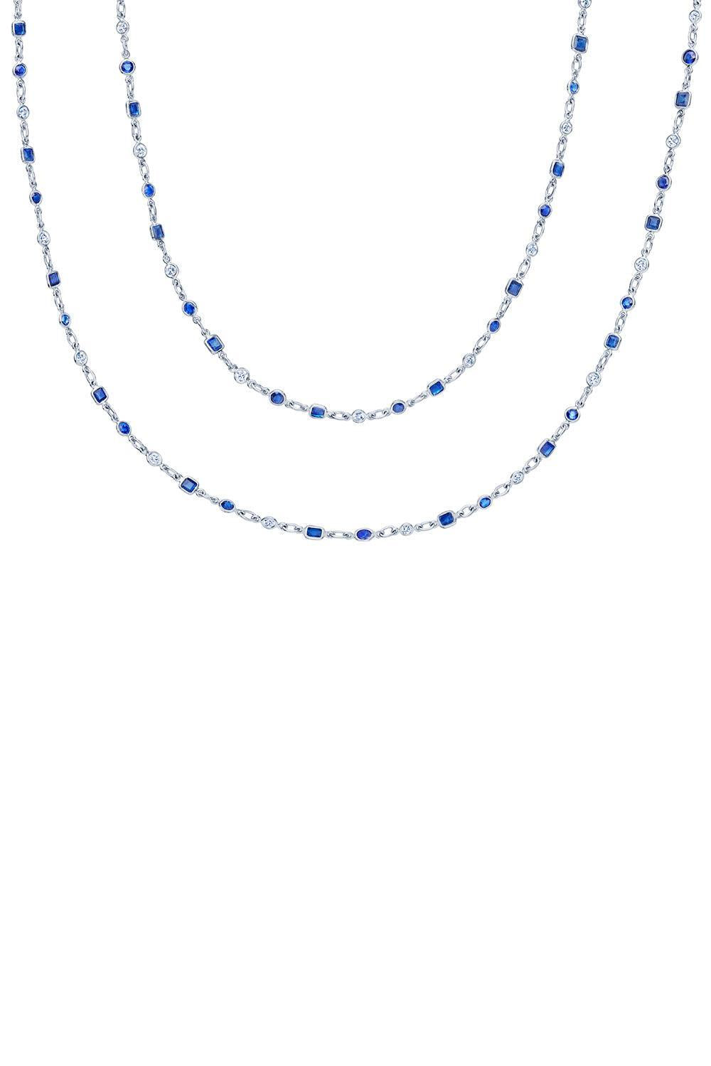 Sapphire Diamond String Necklace-PLATINUM-35-JEWELRYFINE JEWELNECKLACE O-KWIAT