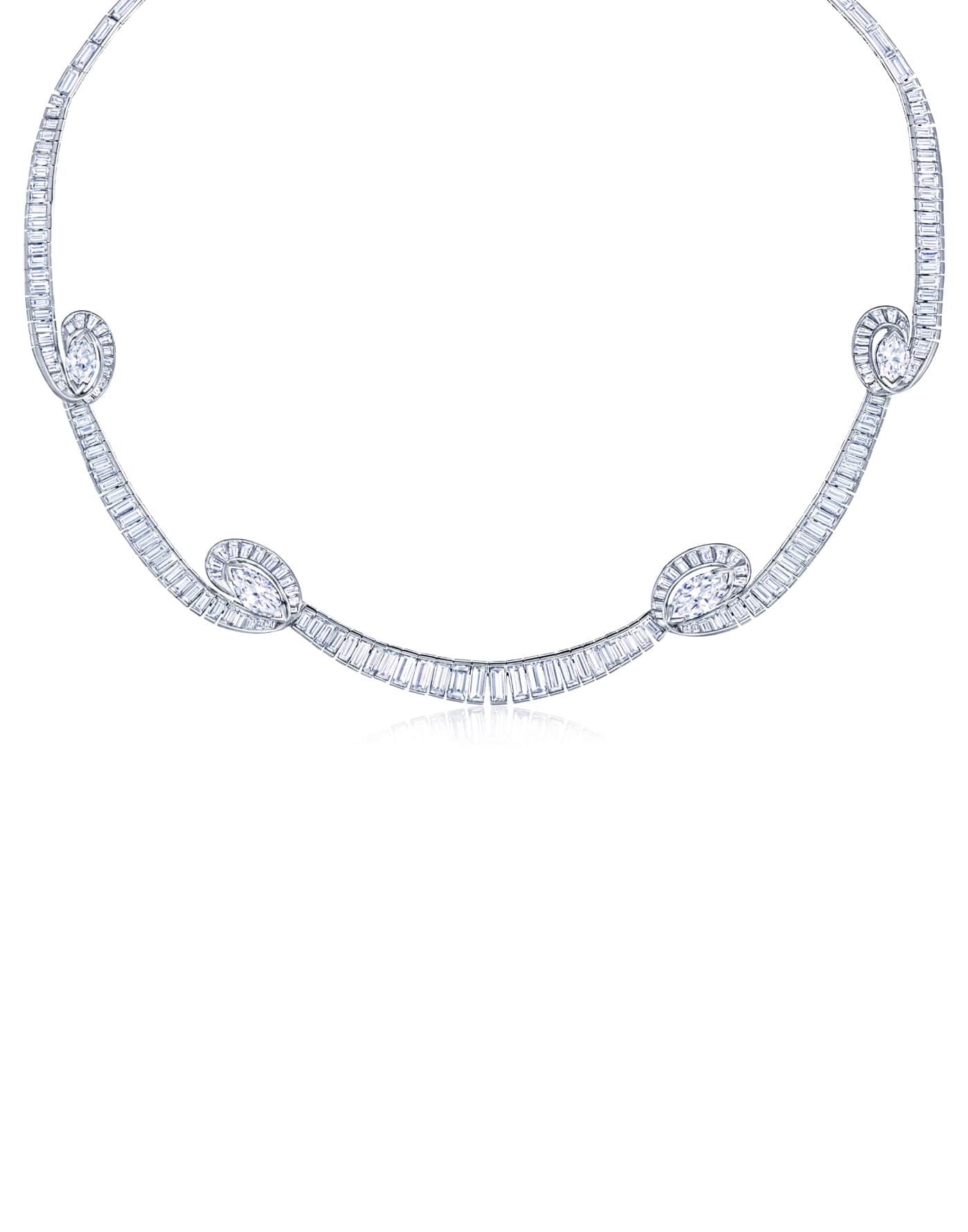 KWIAT-Legacy Marquise Diamond Swirl Necklace-PLATINUM