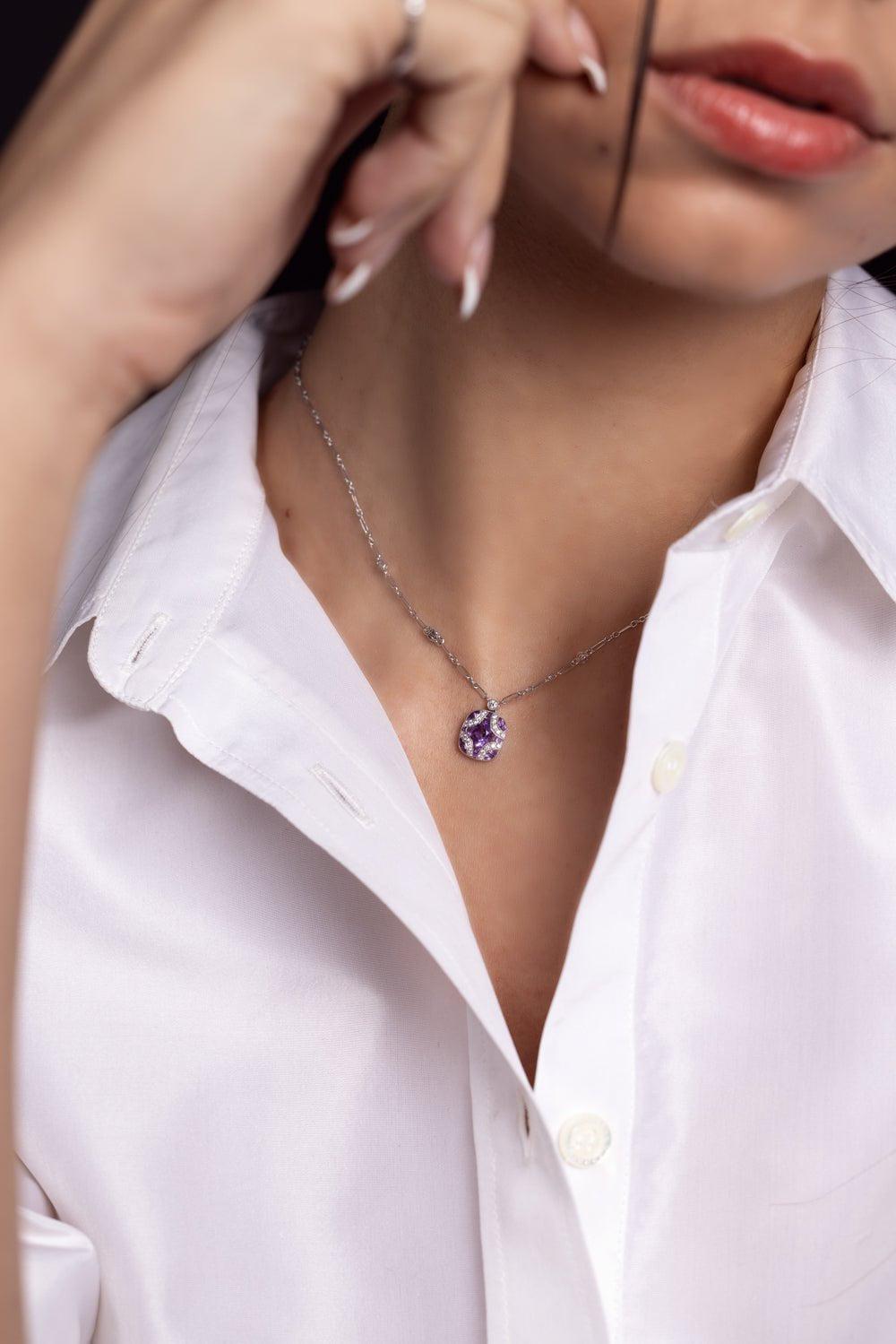 KWIAT-Argyle Amethyst Diamond Pendant Necklace-WHITE GOLD