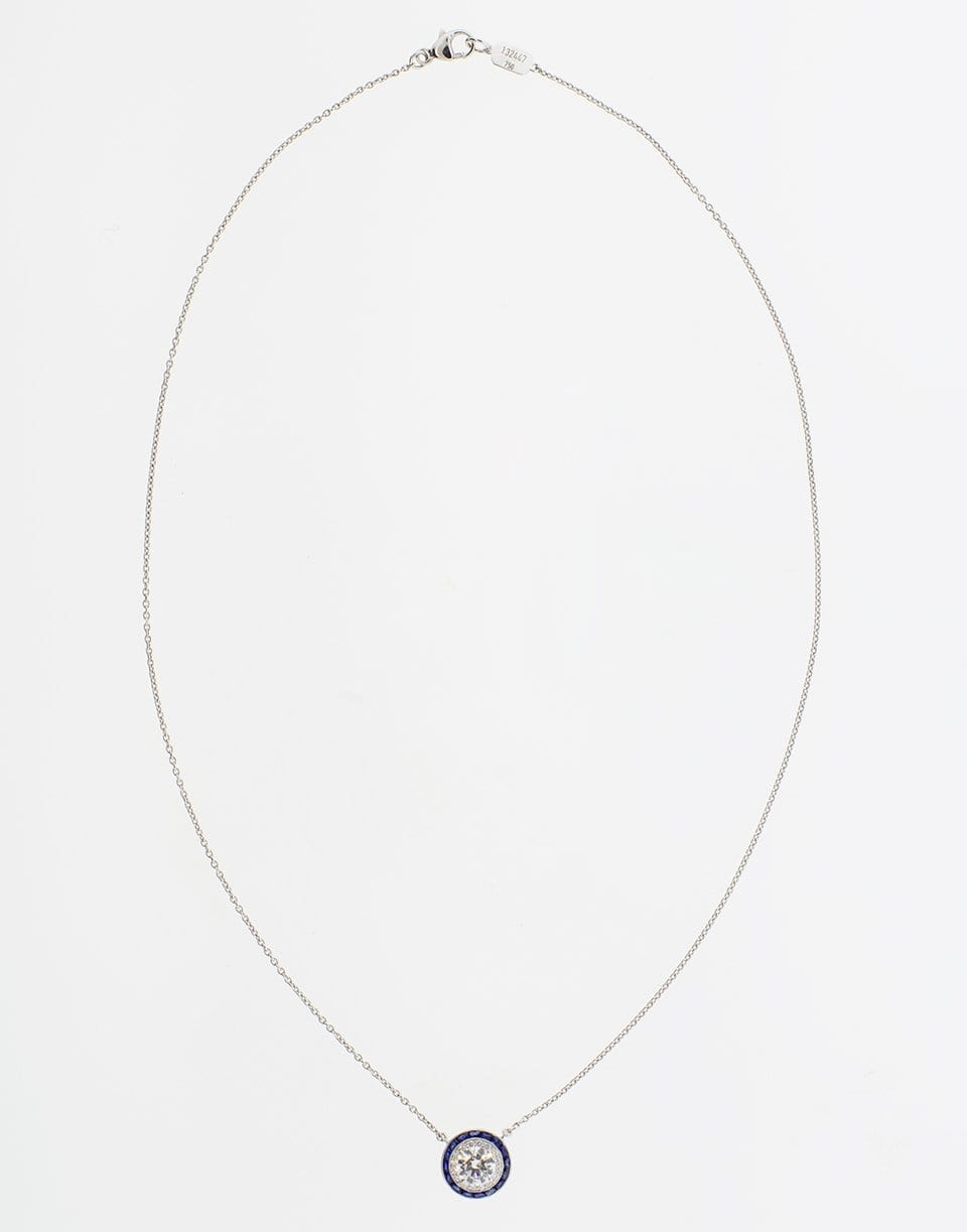 KWIAT-Diamond and Sapphire Pendant Necklace-WHITE GOLD