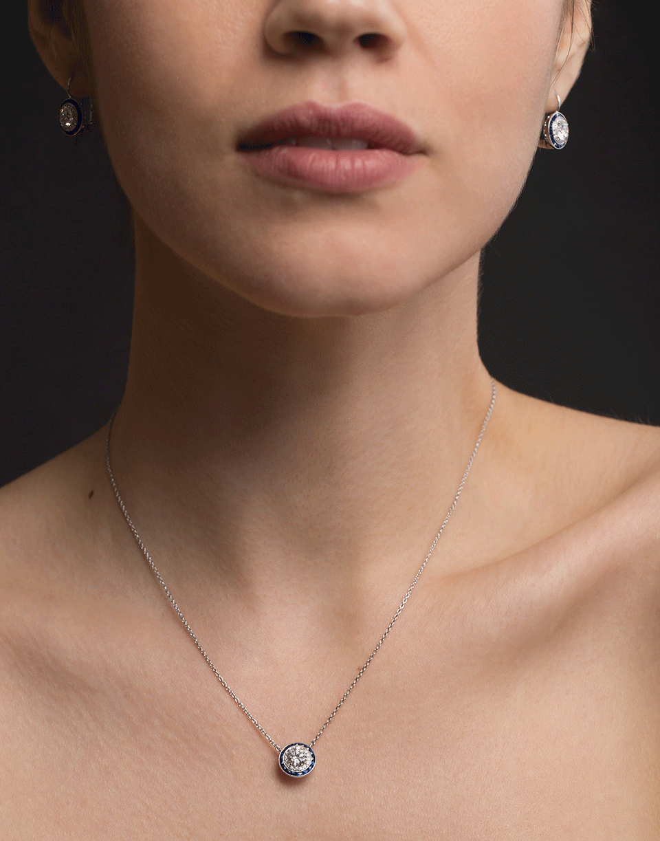 KWIAT-Diamond and Sapphire Pendant Necklace-WHITE GOLD