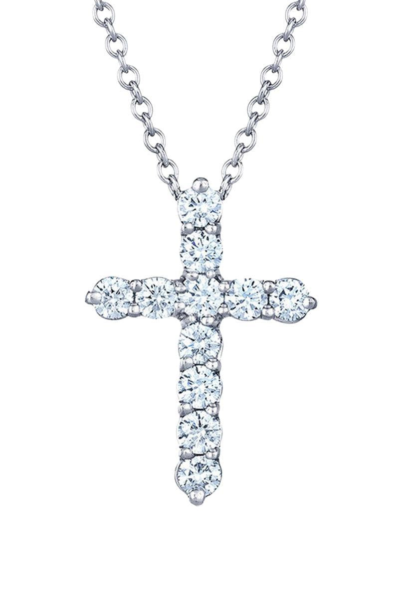 Large Diamond Cross Pendant Necklace-WHITE GOLD-16-JEWELRYFINE JEWELNECKLACE O-KWIAT