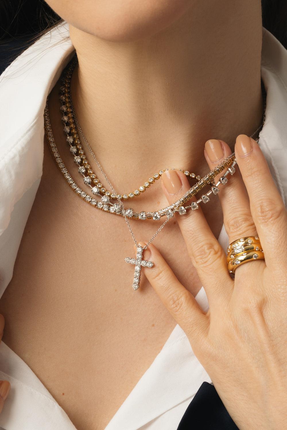 Diamond Cross Necklace-WHITE GOLD-JEWELRYFINE JEWELNECKLACE O-KWIAT