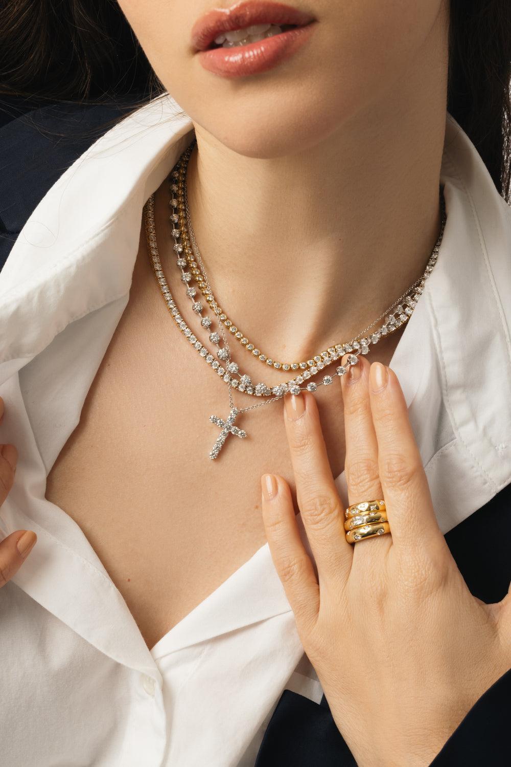 Diamond Cross Necklace-WHITE GOLD-JEWELRYFINE JEWELNECKLACE O-KWIAT