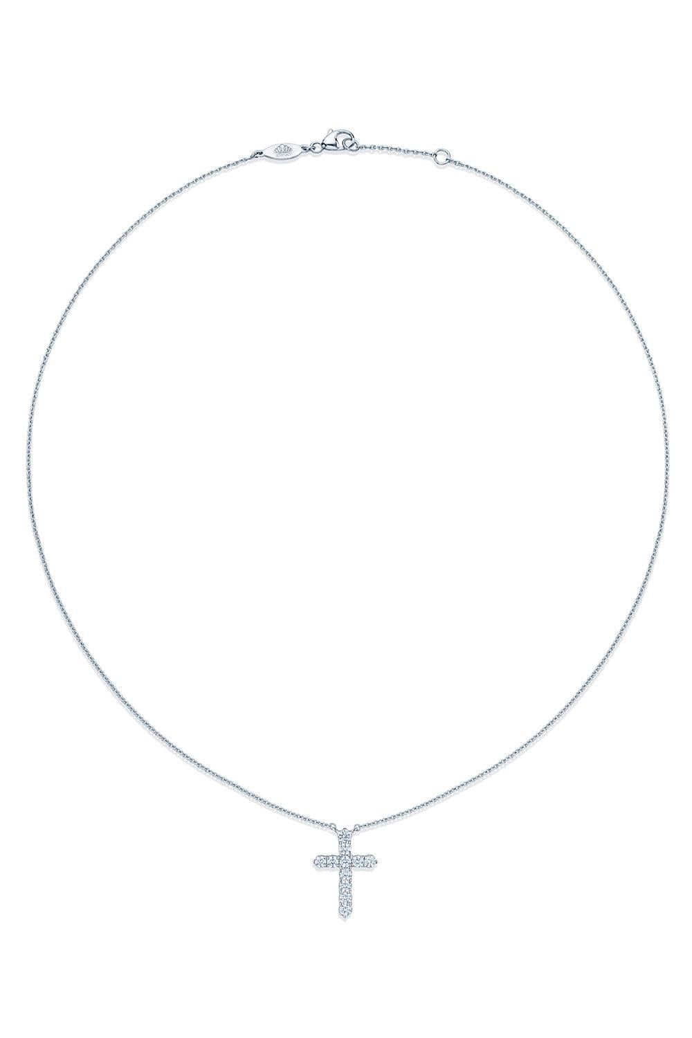 Diamond Cross Pendant Necklace - 1.3ctw - White Gold-WHITE GOLD-JEWELRYFINE JEWELNECKLACE O-KWIAT