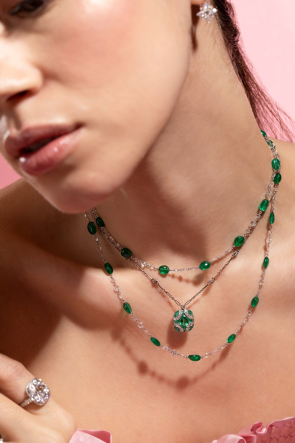 KWIAT-Emerald Argyle Pendant Necklace-WHITE GOLD