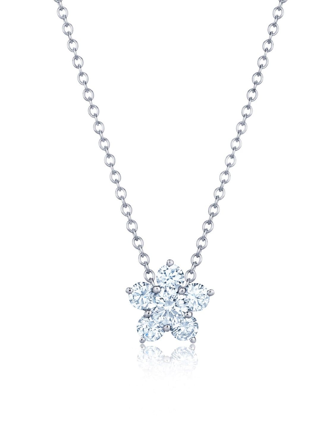 KWIAT-Floral Diamond Cluster Necklace-WHITE GOLD