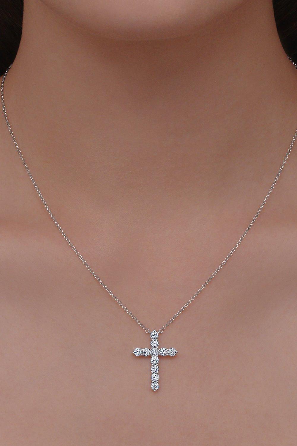 KWIAT-Large Diamond Cross Pendant Necklace-WHITE GOLD