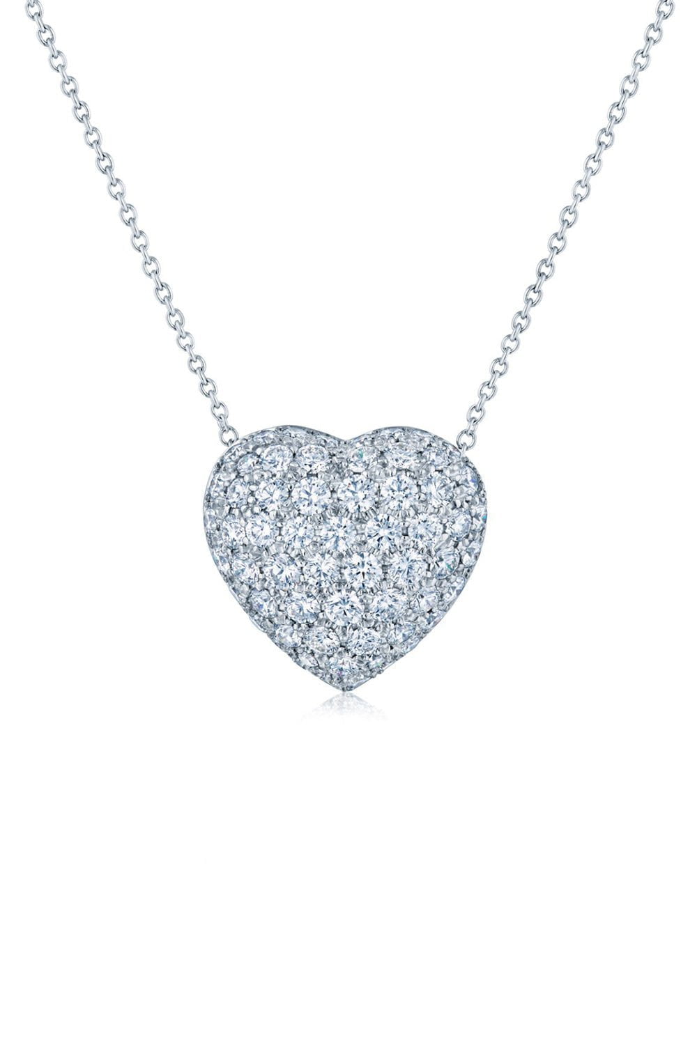 KWIAT-Pave Diamond Heart Pendant Necklace-WHITE GOLD