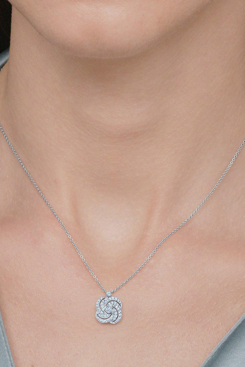 KWIAT-Splendor Clover Swirl Pendant Necklace-WHITE GOLD