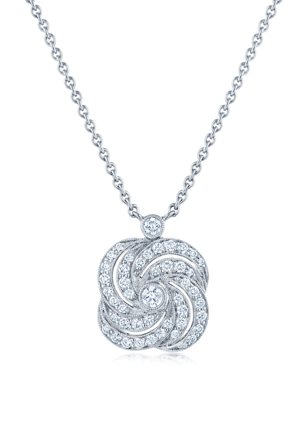 KWIAT-Splendor Clover Swirl Pendant Necklace-WHITE GOLD