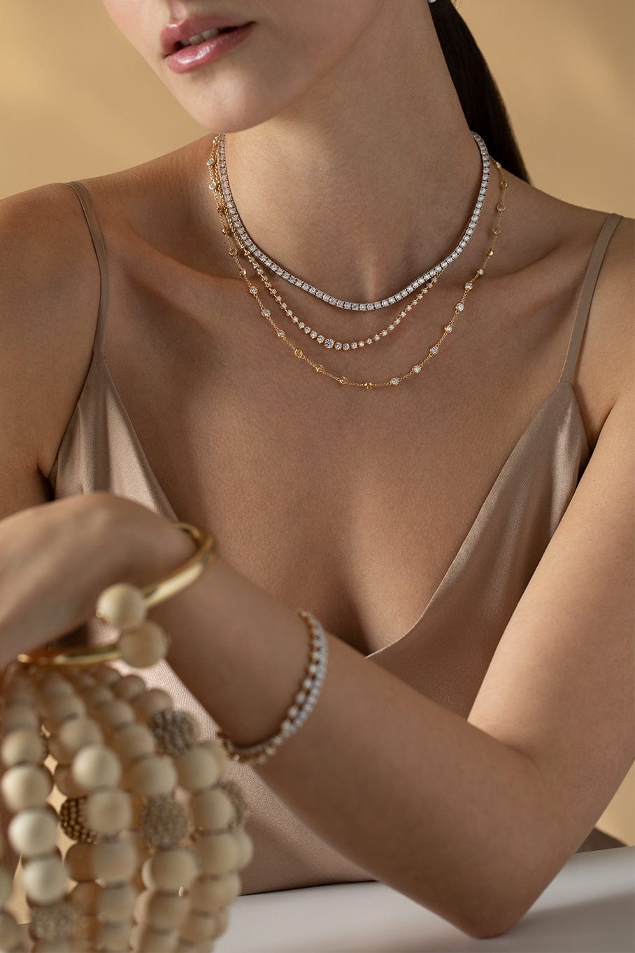 KWIAT-Sunburst Diamond Line Necklace-WHITE GOLD