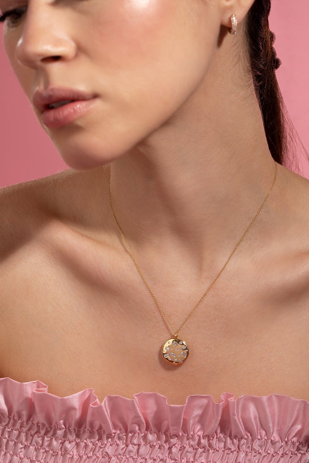 Cobblestone Locket Necklace-YELLOW GOLD-16-JEWELRYFINE JEWELNECKLACE O-KWIAT