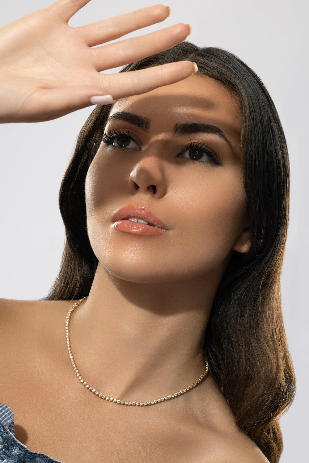 Riviera Bezel Set Diamond Line Necklace-YELLOW GOLD-16-JEWELRYFINE JEWELNECKLACE O-KWIAT