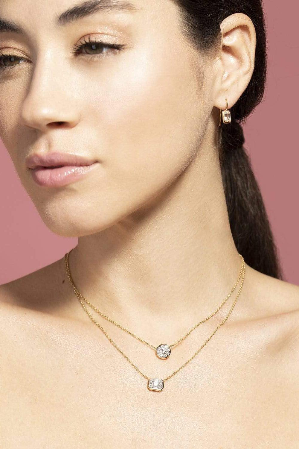 KWIAT-Sunburst Emerald Cut Diamond Necklace-YELLOW GOLD