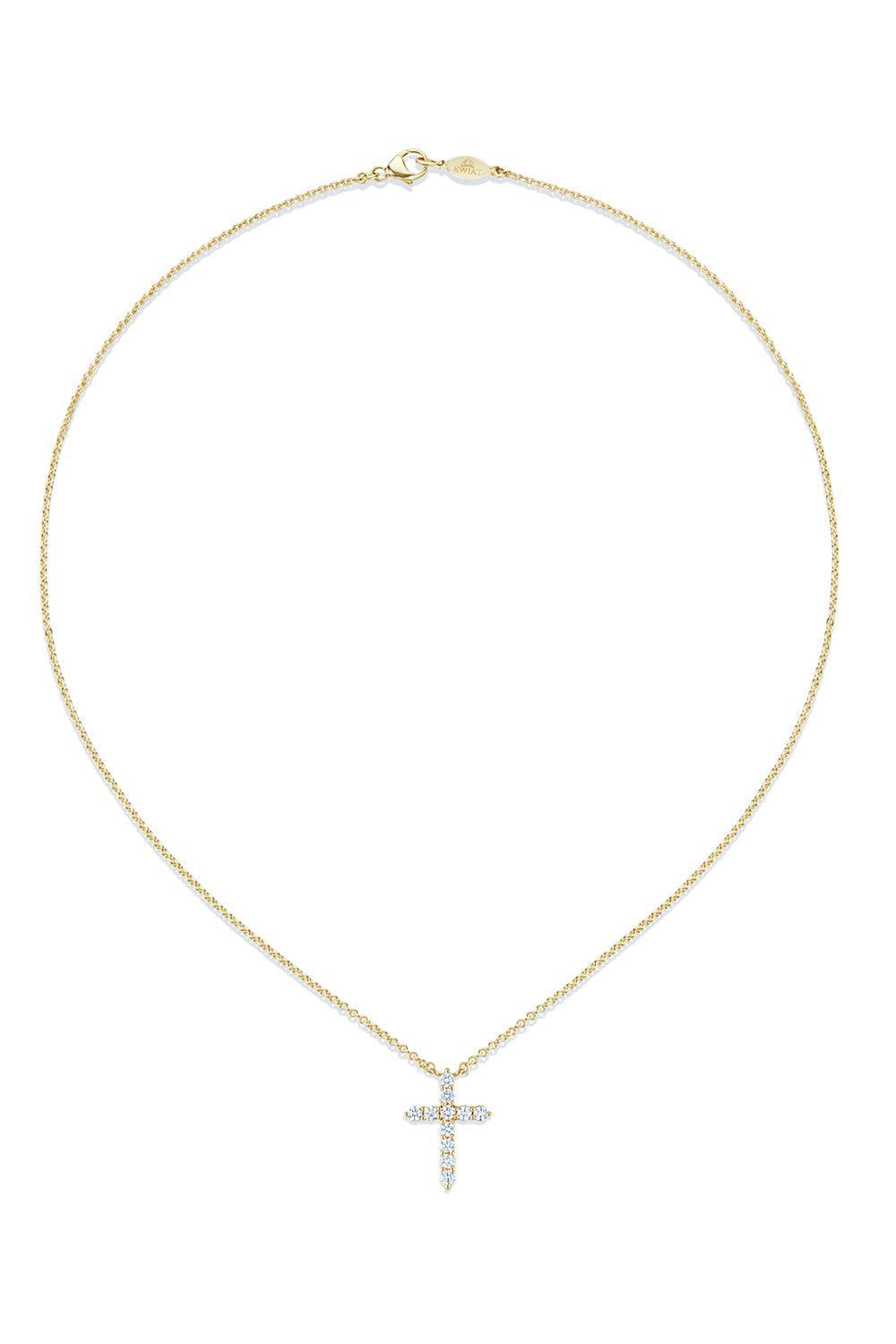 Diamond Cross Pendant Necklace - 0.9ctw - Yellow Gold-YELLOW GOLD-JEWELRYFINE JEWELNECKLACE O-KWIAT
