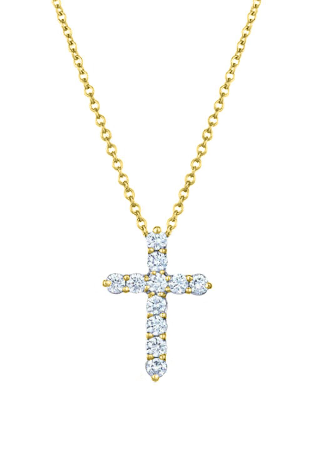 Diamond Cross Necklace-YELLOW GOLD-JEWELRYFINE JEWELNECKLACE O-KWIAT