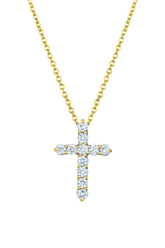 Diamond Cross Necklace-YELLOW GOLD-JEWELRYFINE JEWELNECKLACE O-KWIAT