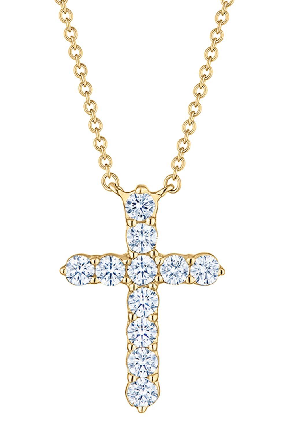 Diamond Cross Pendant Necklace - 2.0ctw - Yellow Gold-YELLOW GOLD-JEWELRYFINE JEWELNECKLACE O-KWIAT