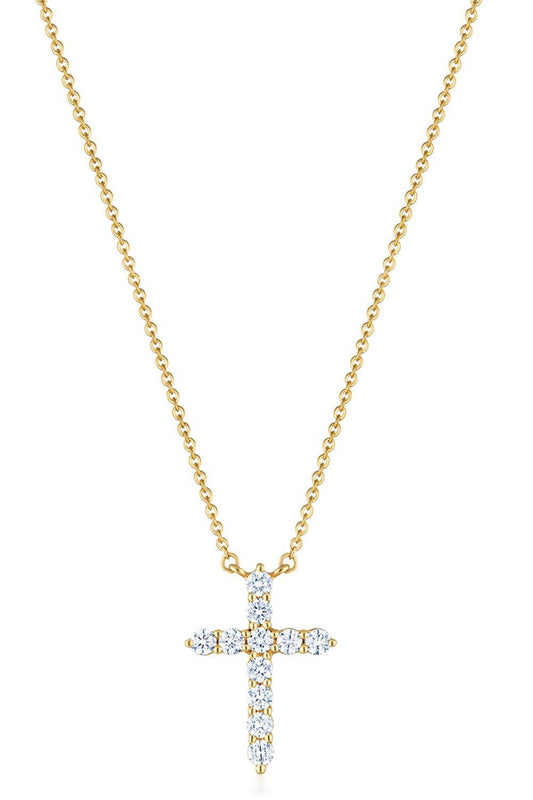 Diamond Cross Pendant Necklace - 2.0ctw - Yellow Gold-YELLOW GOLD-JEWELRYFINE JEWELNECKLACE O-KWIAT