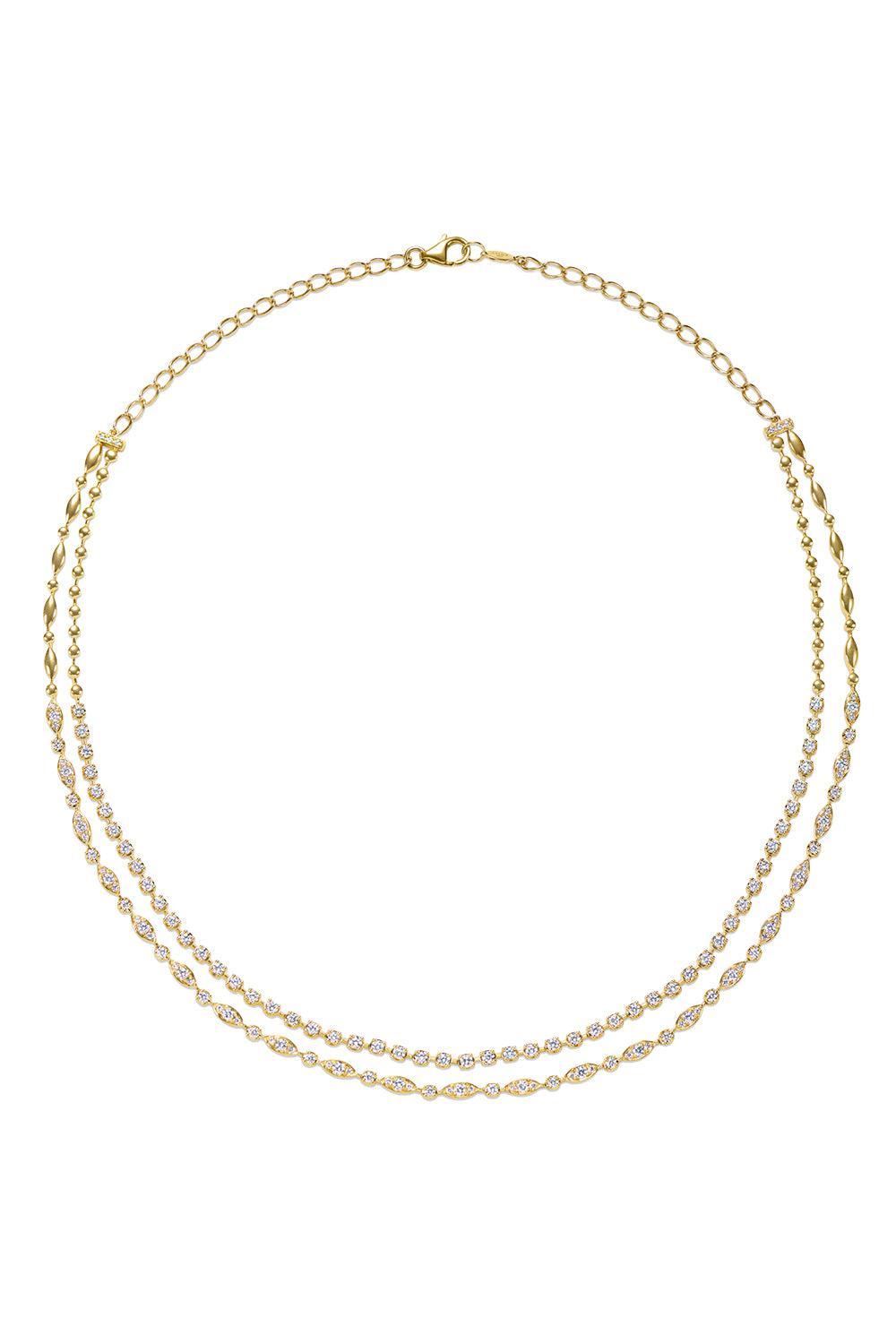 Diamond Starry Night Double Line Necklace-YELLOW GOLD-JEWELRYFINE JEWELNECKLACE O-KWIAT
