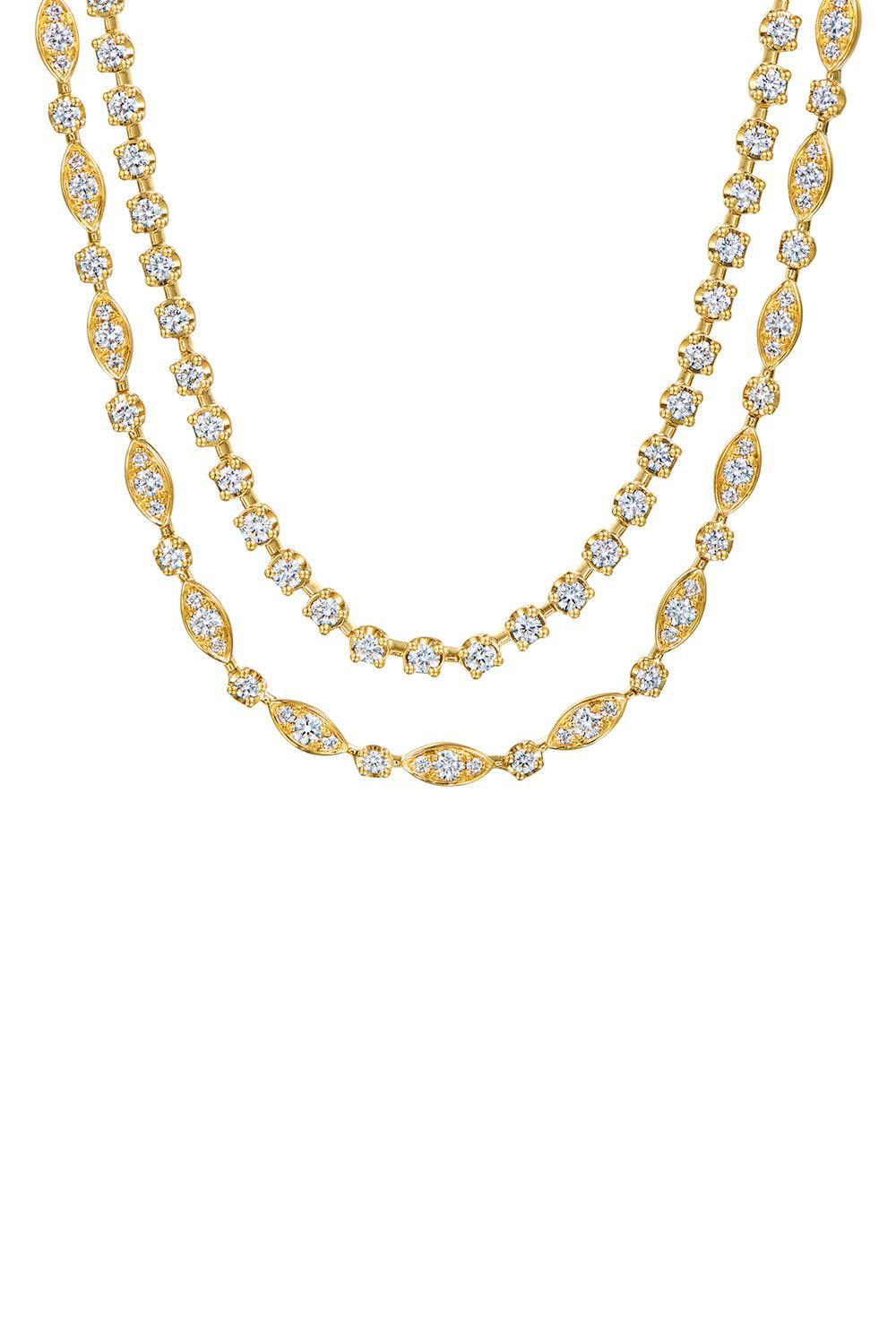 Diamond Starry Night Double Line Necklace-YELLOW GOLD-JEWELRYFINE JEWELNECKLACE O-KWIAT