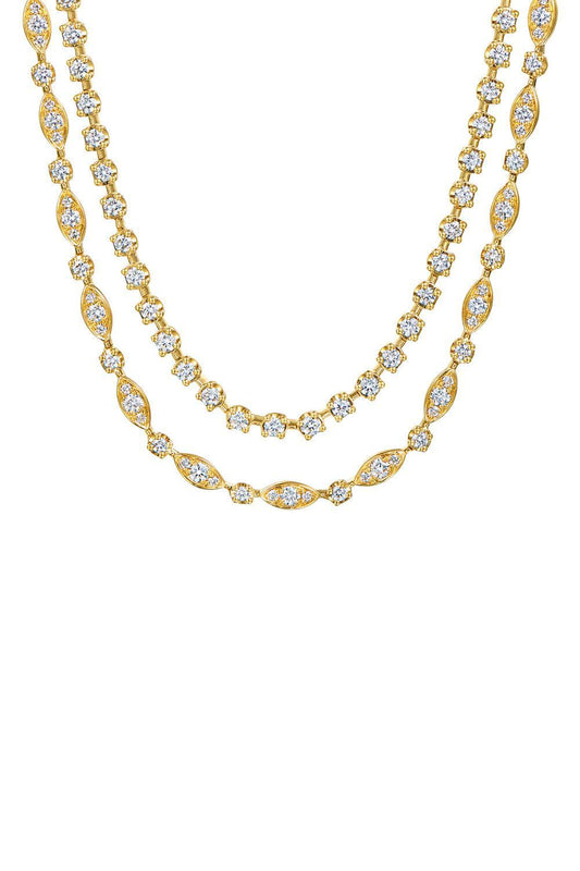 Diamond Starry Night Double Line Necklace-YELLOW GOLD-JEWELRYFINE JEWELNECKLACE O-KWIAT