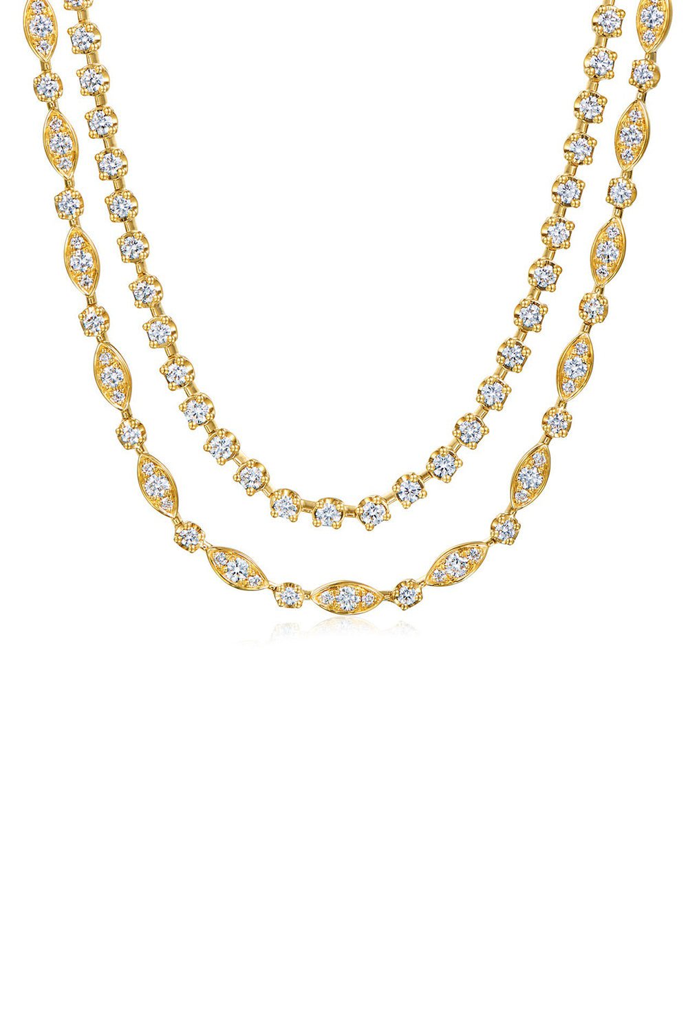 KWIAT-Duet Two Row Diamond Necklace-YELLOW GOLD