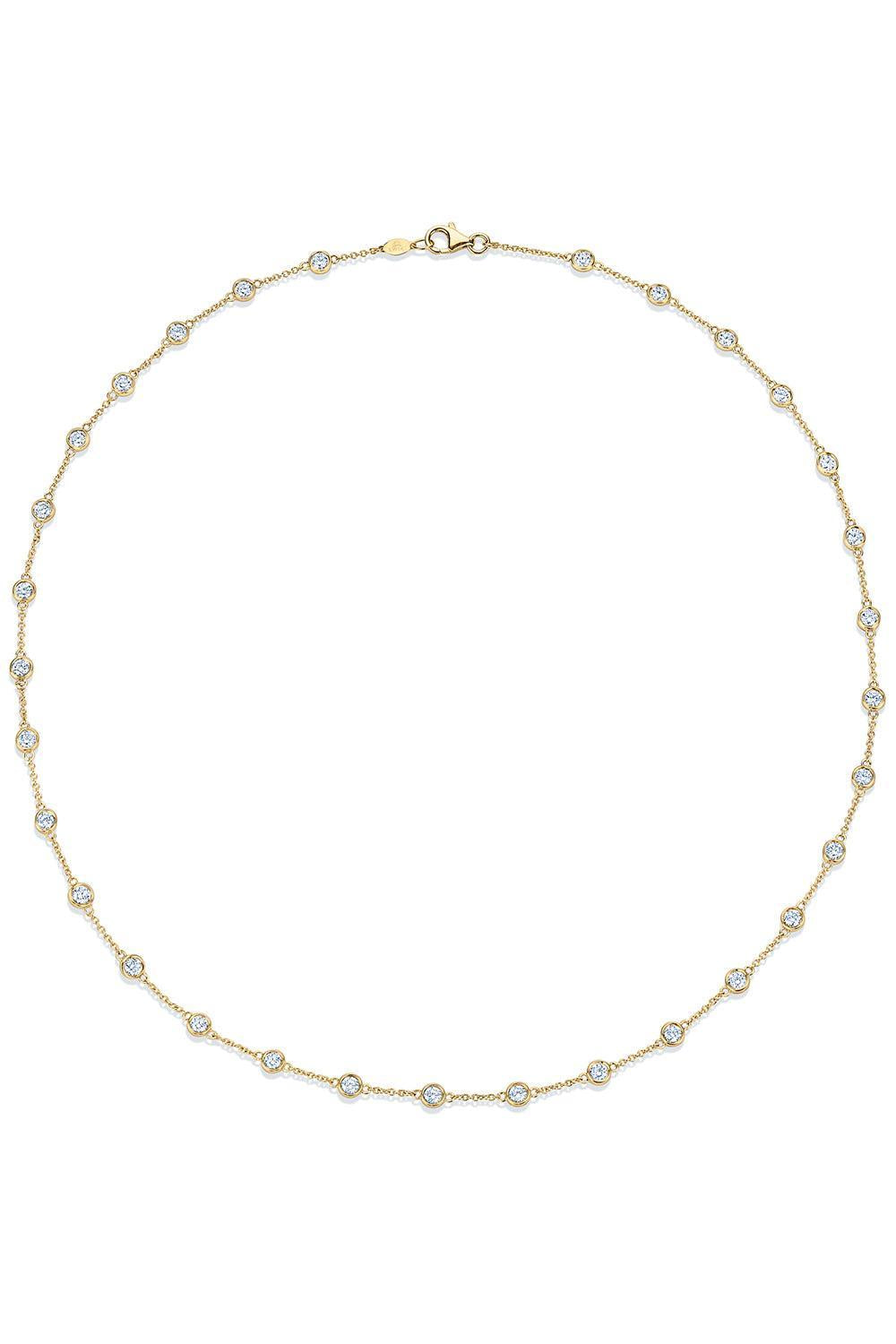 Riviera Bezel Set Diamond Line Necklace-YELLOW GOLD-JEWELRYFINE JEWELNECKLACE O-KWIAT