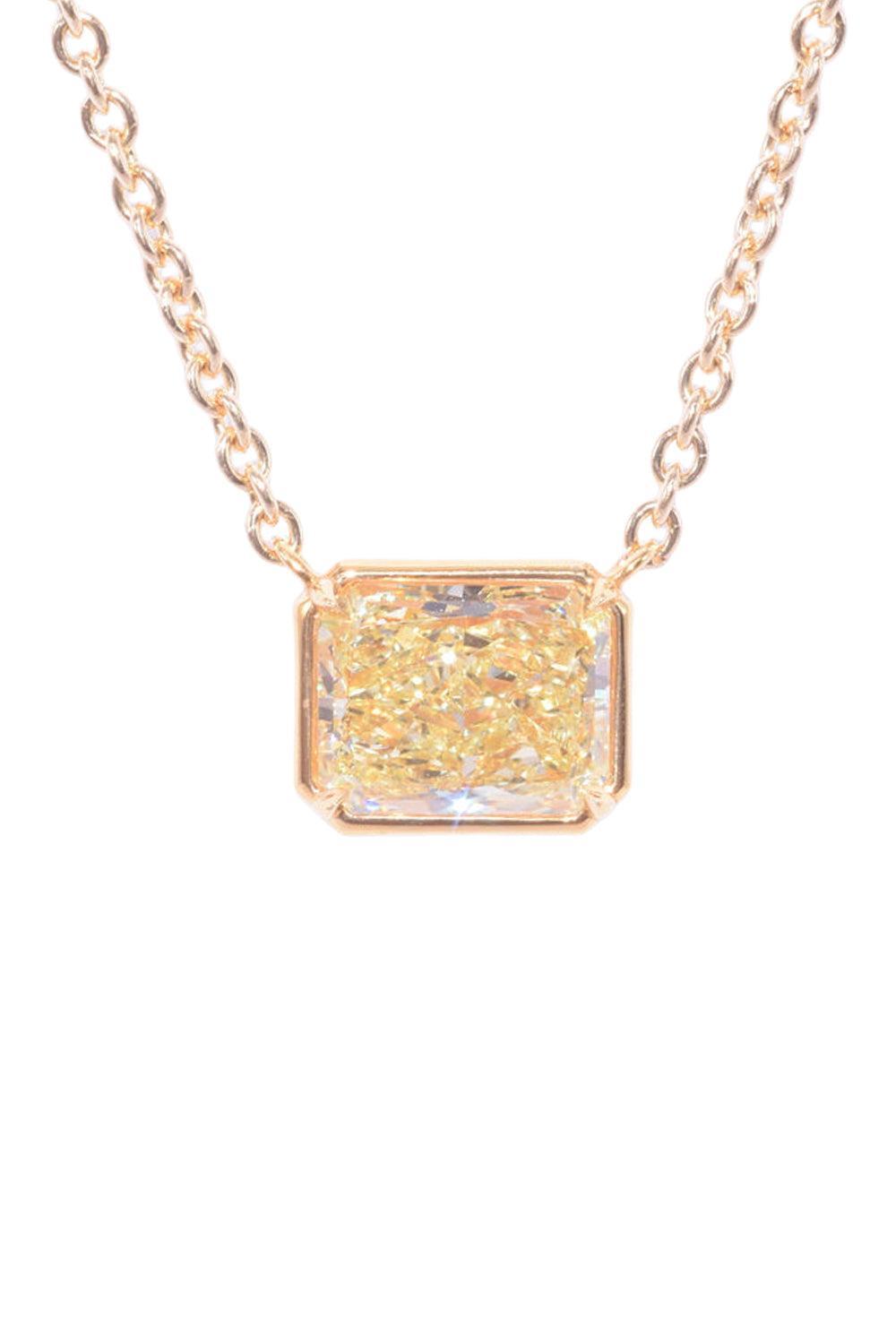 Yellow Diamond Radiant Solitaire Pendant Necklace-YELLOW GOLD-JEWELRYFINE JEWELNECKLACE O-KWIAT