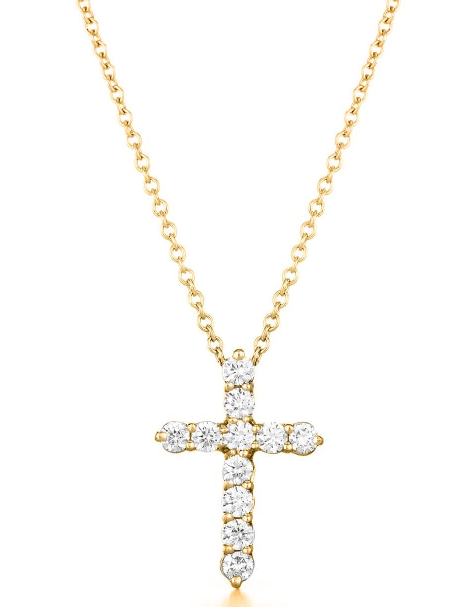 KWIAT-Yellow Gold Diamond Cross Necklace-YELLOW GOLD