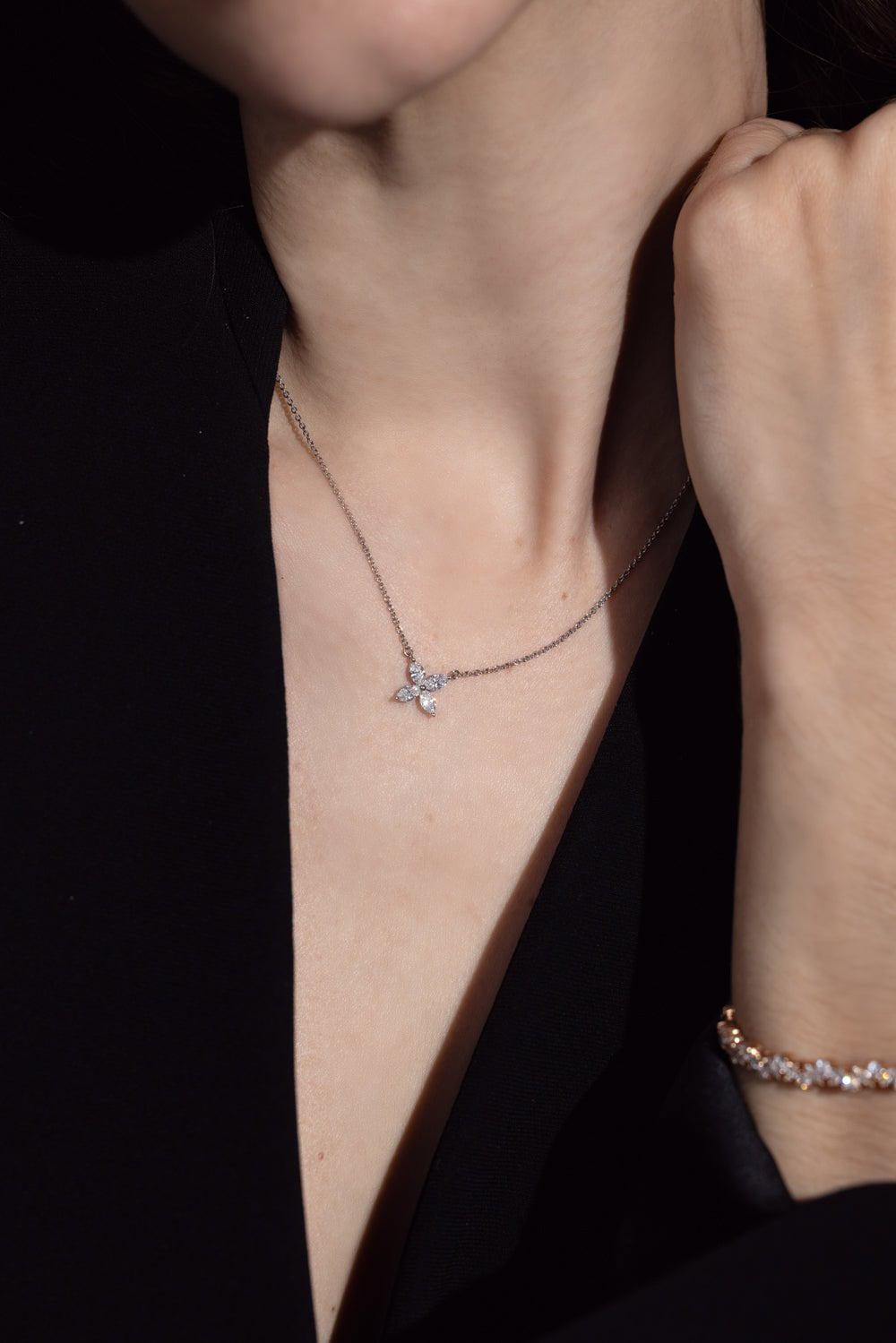 KWIAT-Sunburst X Pendant Necklace-WHITE GOLD
