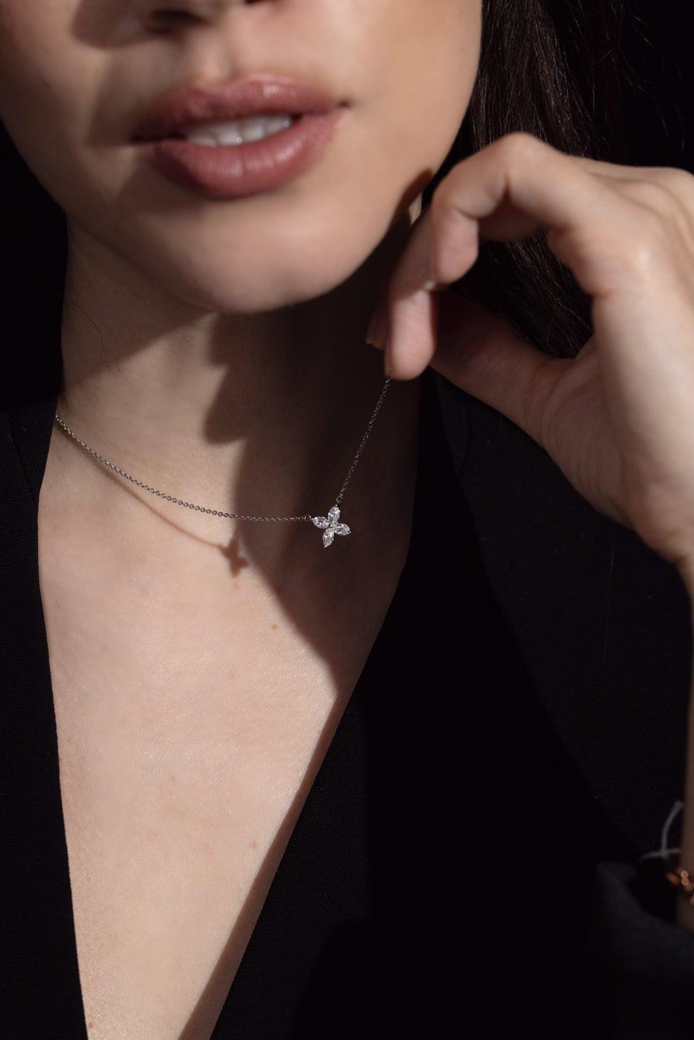 KWIAT-Sunburst X Pendant Necklace-WHITE GOLD