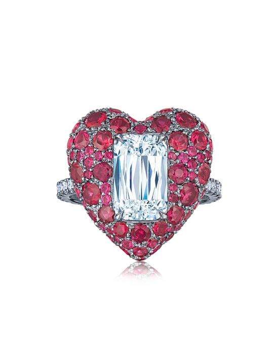 KWIAT-Ashoka Diamond and Ruby Heart Ring-PLATINUM