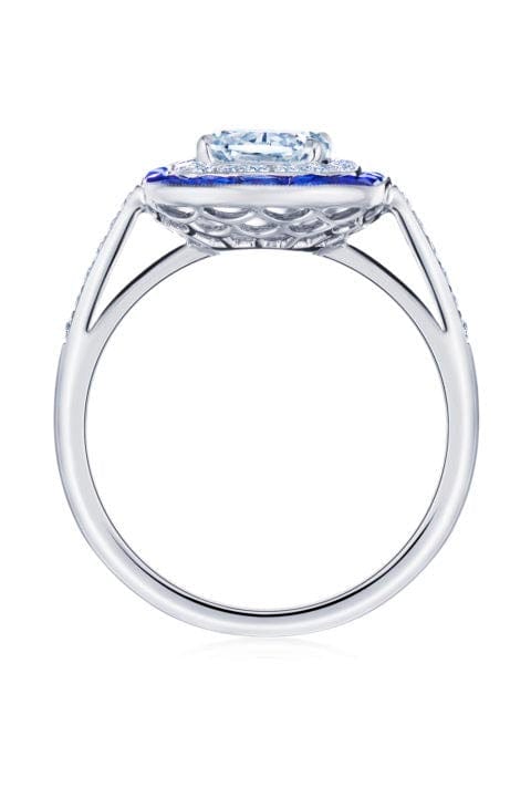 KWIAT-Diamond Blue Sapphire Ring-PLATINUM