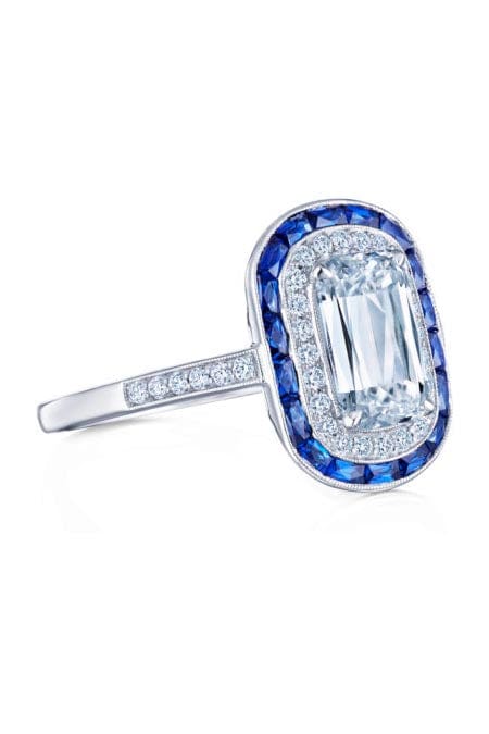 KWIAT-Diamond Blue Sapphire Ring-PLATINUM