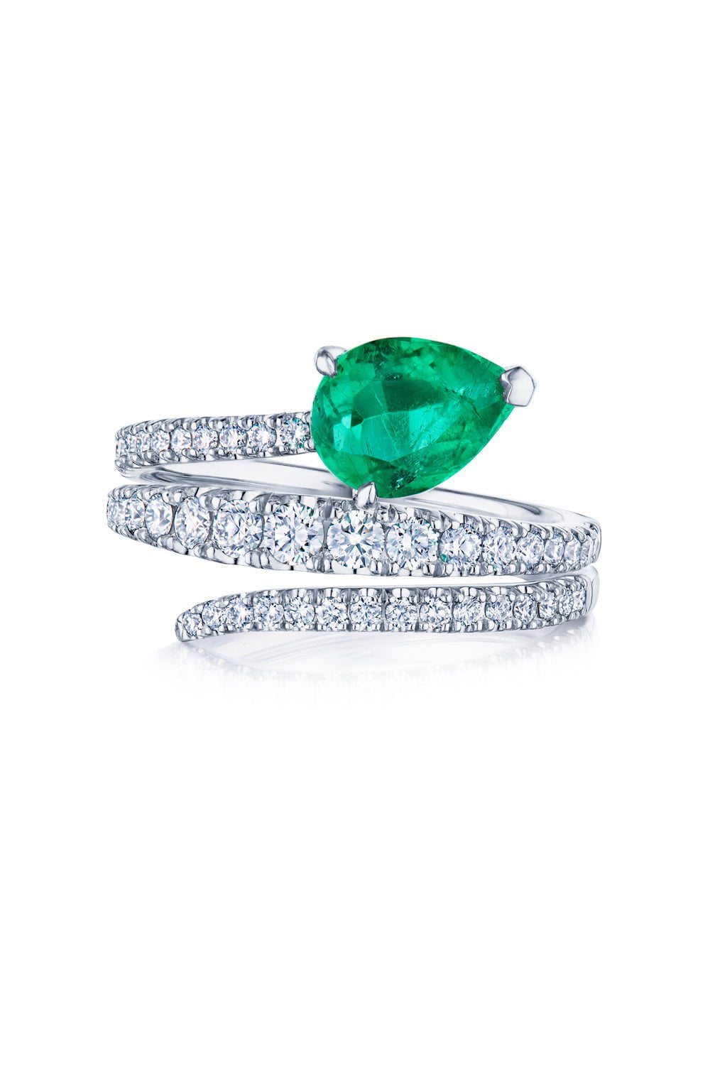 KWIAT-Emerald Diamond Snake Ring-PLATINUM