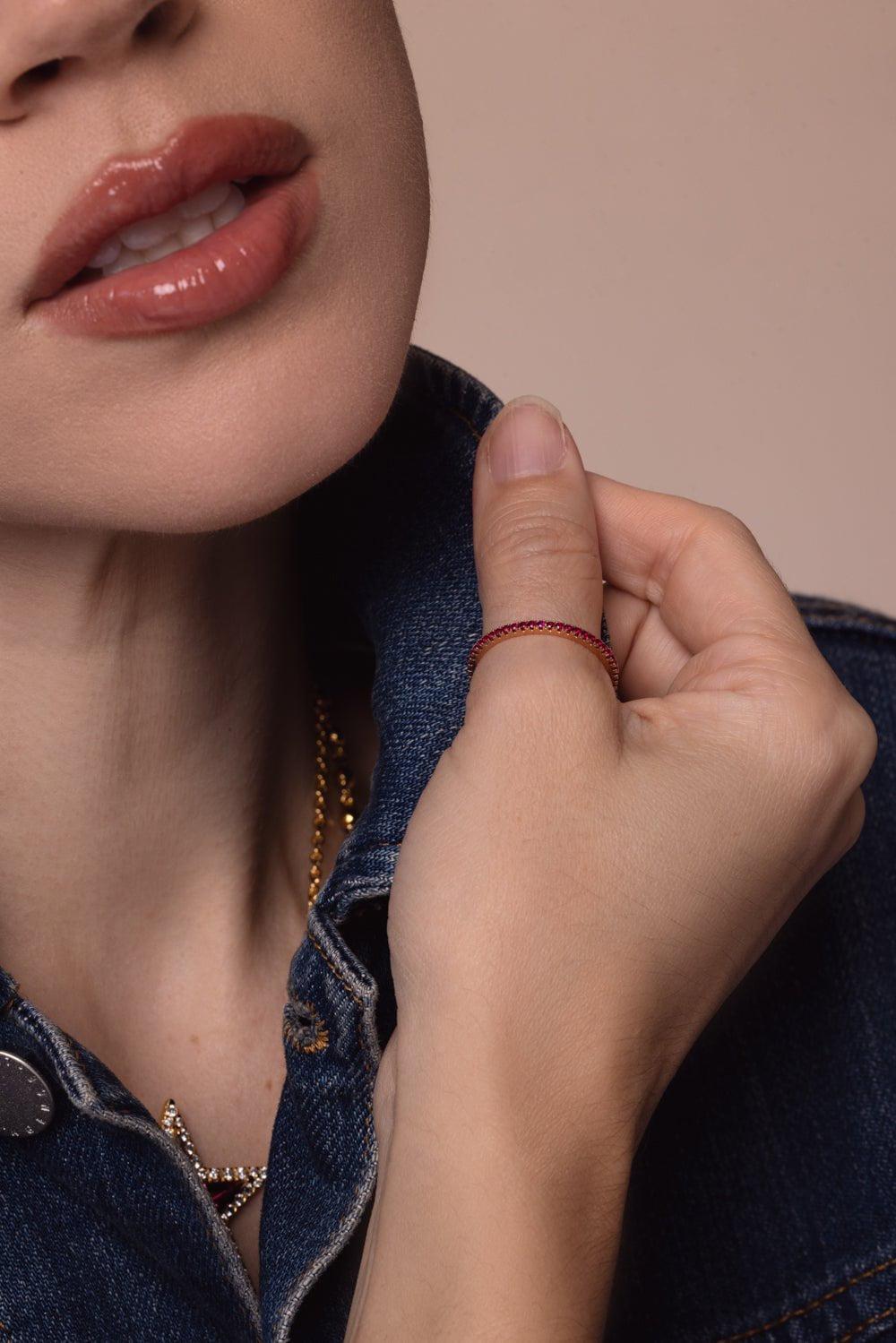 KWIAT-Stackable Slim Pink Sapphire Ring-ROSE GOLD
