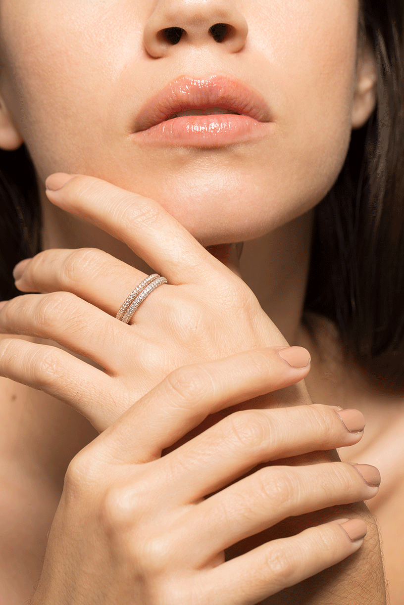 KWIAT-Cobblestone Diamond Pave Band Ring-ROSE GOLD