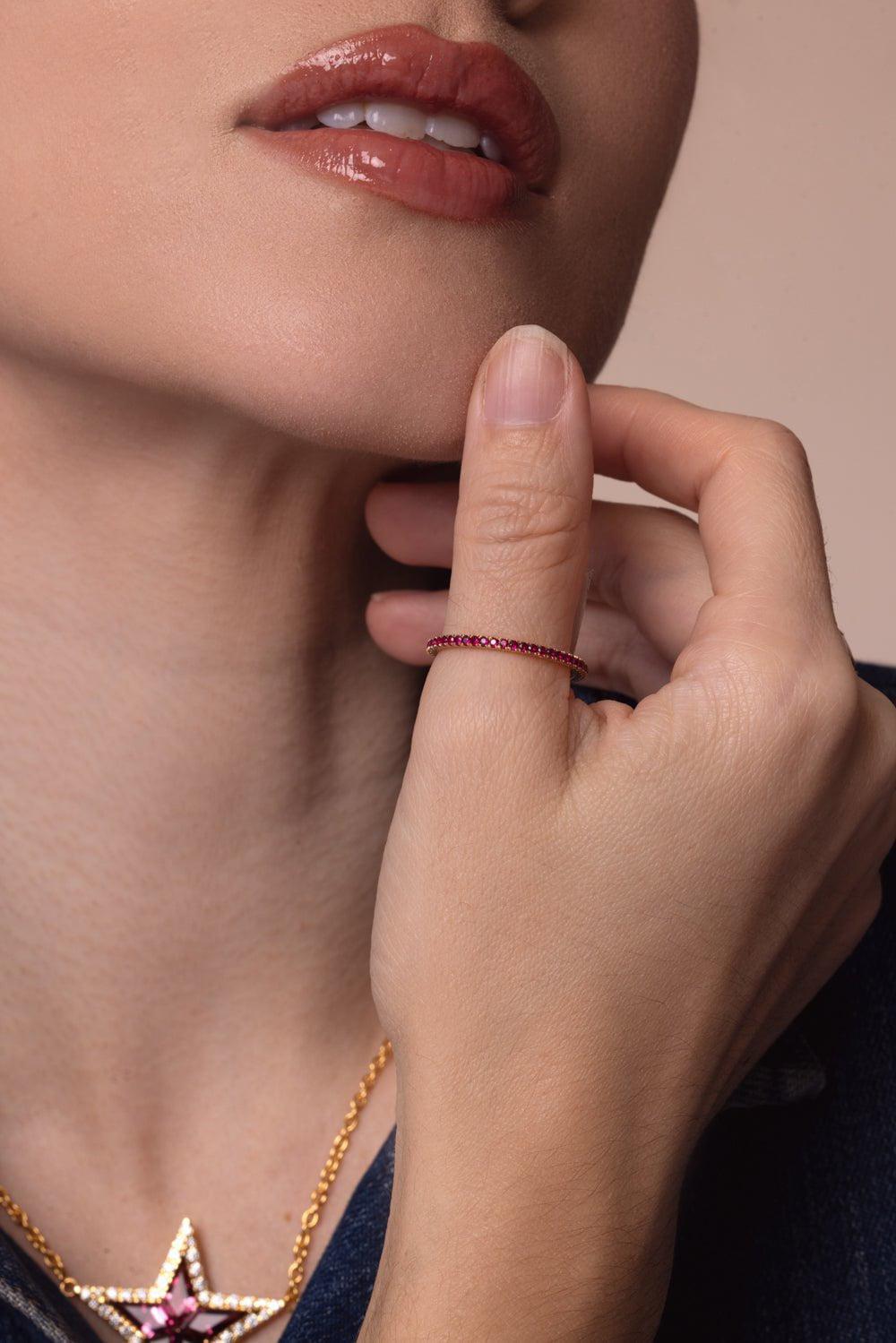 KWIAT-Stackable Slim Ruby Ring-ROSE GOLD