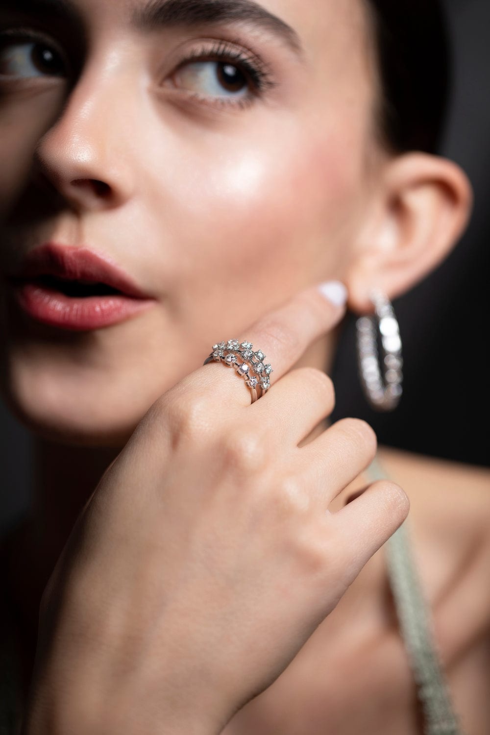 KWIAT-3 Row Starry Night Ring-WHITE GOLD