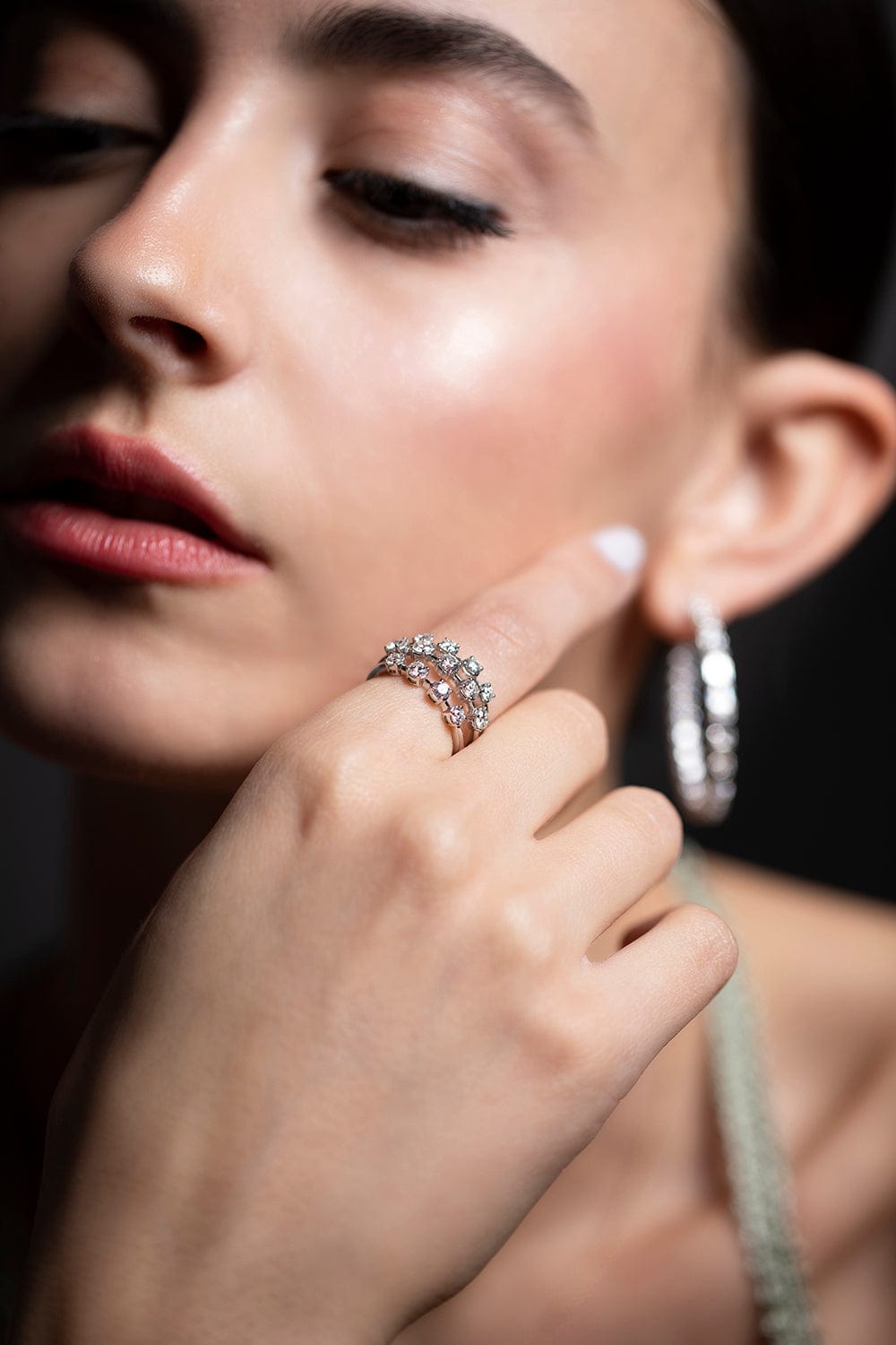 KWIAT-3 Row Starry Night Ring-WHITE GOLD