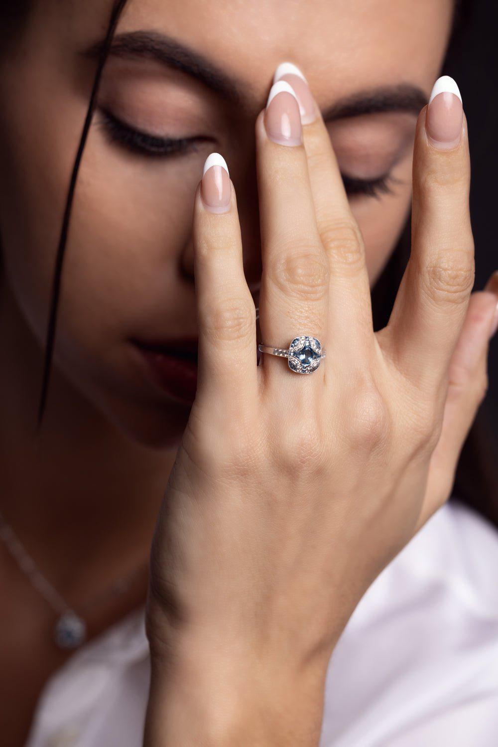 KWIAT-Argyle Aquamarine Diamond Ring-WHITE GOLD