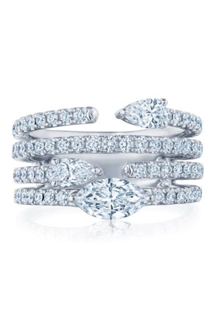 KWIAT-Duet Four Row Ring- White Gold-WHITE GOLD