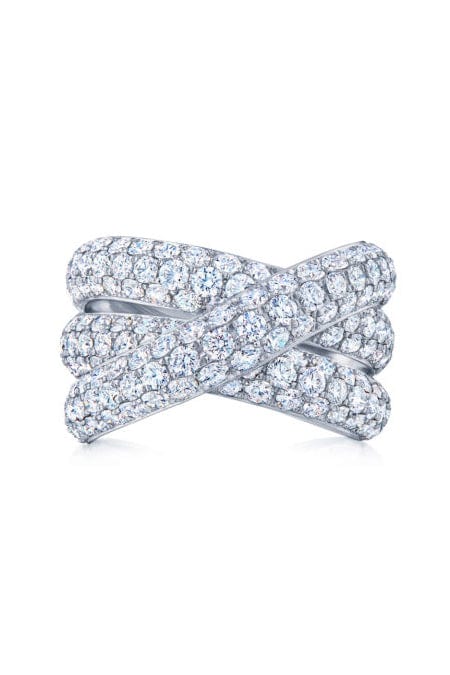 KWIAT-Three Row Moonlight Diamond Crossover Ring-WHITE GOLD